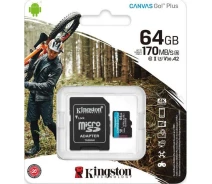 Купить - планшет  Карта памяти Kingston MicroSDXC 64GB Canvas Go! Plus Class 10 UHS-I U3 V30 A2 + SD-адаптер (SDCG3/64GB)