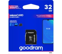 Купить - карту памяти  Карта памяти Goodram microSDHC 32GB UHS-I class 10 + adapter (M1AA-0320R12)