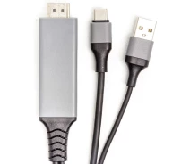 Купить - адаптер и кабель  Кабель PowerPlant HDMI (M) - USB (AM) / Type-C (M), 1 м (CA912025)