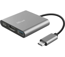 Купить - кардридер  Адаптер Type C -> HDMI/Type C/USB Trust Dalyx Aluminium (23772)