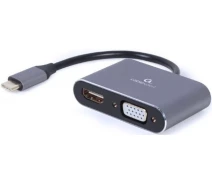 Купить - адаптер и кабель  Адаптер Cablexpert USB-C на HDMI/VGA, 4К 30Hz (A-USB3C-HDMIVGA-01)