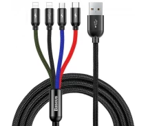 Купить - адаптер и кабель  Baseus 4in1 USB-MicrUSB+Lightn.+TypeC (CA1T4-A01) черный