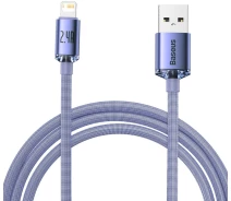 Купить - адаптер и кабель  Кабель Baseus USB to Lightning 2.4A 2m (CAJY000105) фиолетовый