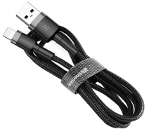 Купить - адаптер и кабель  Кабель Baseus USB to Lightning 2.4A 1m (CALKLF-BG1) серый-черный