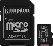 Купить - карту памяти  Карта памяти Kingston microSDXC 512B Canvas Select Plus Class 10 UHS-I U3 V30 A1 + SD-адаптер (SDCS2/512GB)