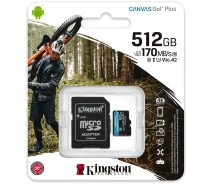 Купить - планшет  Карта памяти Kingston MicroSDXC 512GB Canvas Go! Plus Class 10 UHS-I U3 V30 A2 + SD-адаптер (SDCG3/512GB)