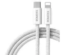 Купить - адаптер и кабель  Кабель Romoss CB1734 Type-C/Lightning PD27W/9V3A 1m (CB1734-631-414H)