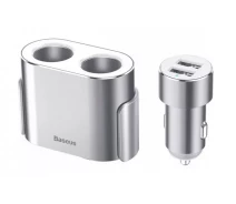 Купить - автотовар  Разветвитель прикуривателя Baseus High Efficiency One to Two Cigarette Lighter, Silver (CRDYQ-0S)