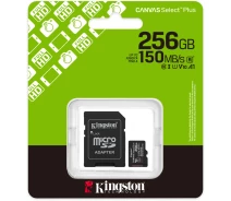 Купить - карту памяти  Карта памяти Kingston MicroSDXC 256GB Canvas Select Plus Gen3 150MB/s A10 + SD-адаптер (SDCS3/256GB)