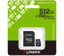 Купить - карту памяти  Карта памяти Kingston MicroSDXC 512GB Canvas Select Plus Gen3 150MB/s A1 + SD-адаптер (SDCS3/512GB)