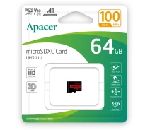 Купить - аксессуар к ноутбуку и Пк  Карта памяти Apacer microSDXC UHS-I 64GB R100 V10 A1 (AP64GMCSX10UB-RA)