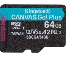 Купить - карту памяти  Карта памяти Kingston MicroSDXC 64GB Canvas Go Plus Gen4 200MB/s A2 U3 V30 (SDCG4/64GBSP)