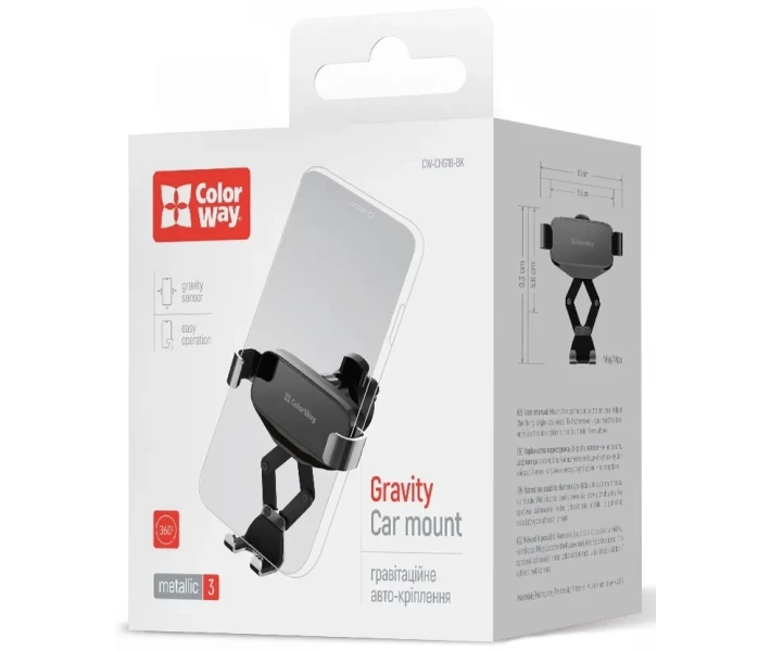 Фото - автомобільний тримач Автотрим.СolorWay Gravity Mechanical(CW-CHG18-BK)чорний