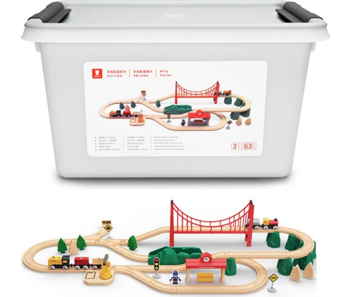 Фото - дитячий конструктор Конструктор дерев'яний Залізниця Mi MITU Toy Train Set