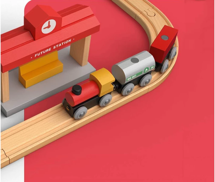 Фото - дитячий конструктор Конструктор дерев'яний Залізниця Mi MITU Toy Train Set
