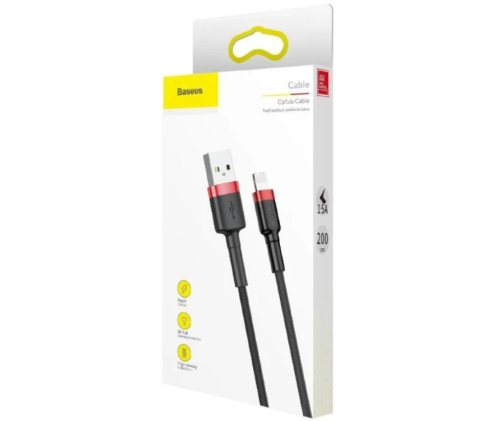 Фото - кабель та перехідник Кабель Baseus USB to Lightning 1.5A 2m (CALKLF-C19) червоний/чорний