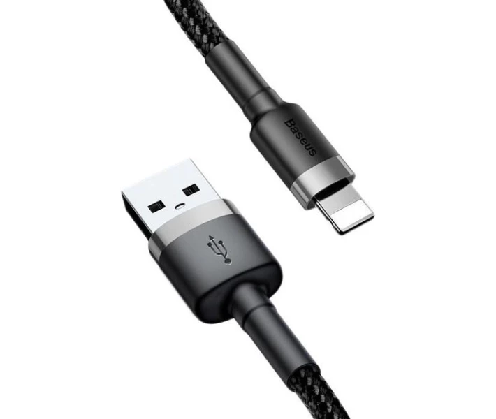 Фото - кабель та перехідник Кабель Baseus USB to Lightning 1.5A 2m (CALKLF-HG1) сірий/чорний