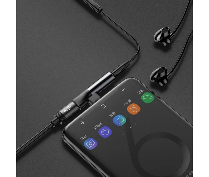 Фото - кабель та перехідник Адаптер AUX Baseus L41 Type-C to Type-C +3.5mm(CATL41-01)чор