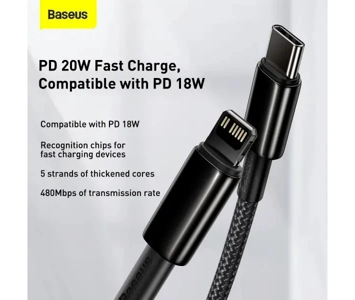 Фото - кабель та перехідник Кабель Baseus Type-C to Lightning PD 20W 1m (CATLWJ-01)чорн