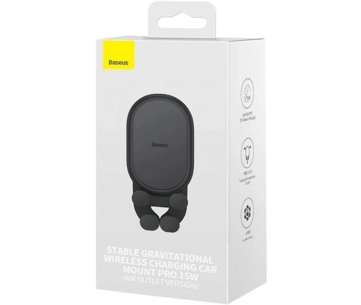 Фото - автомобільний тримач Автотримач Baseus Wireless Charge Pro 15W (SUWX030001) чорний