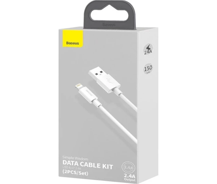 Фото - кабель та перехідник Кабель Baseus USB to Lightning 2.4A 1.5m (TZCALZJ-02) білий