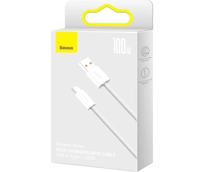 Фото - кабель та перехідник Кабель Baseus USB to Type-C 100W (20V/5A)1m (CALD000602)біл