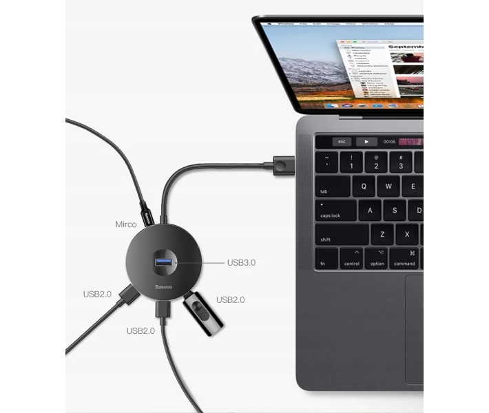 Фото - кардрідер Хаб-адаптер Baseus USB/USB3.0*1+USB2.0*3 10cm (CAHUB-F01) чорний