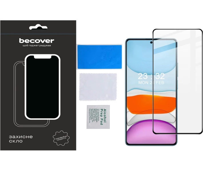 Фото - захисне скло для смартфона Захисне скло BeCover чорне (710363) для Xiaomi Redmi Note 13