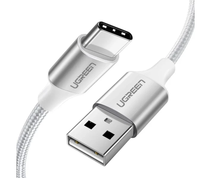 Фото - кабель та перехідник Кабель UGREEN US288 USB/Type-C 3A 1m Aluminum Braid (60131) білий