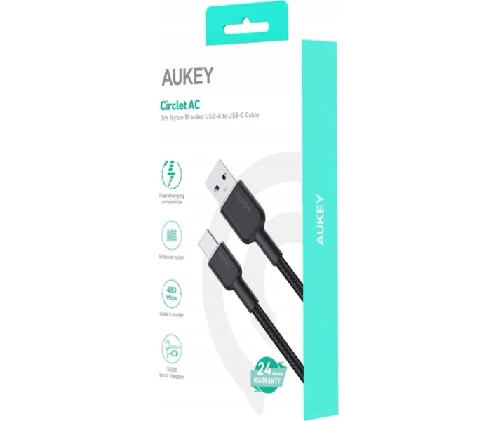 Фото - кабель та перехідник Кабель Aukey USB to Type-C 60W 2m (CB-NAC2) чорний