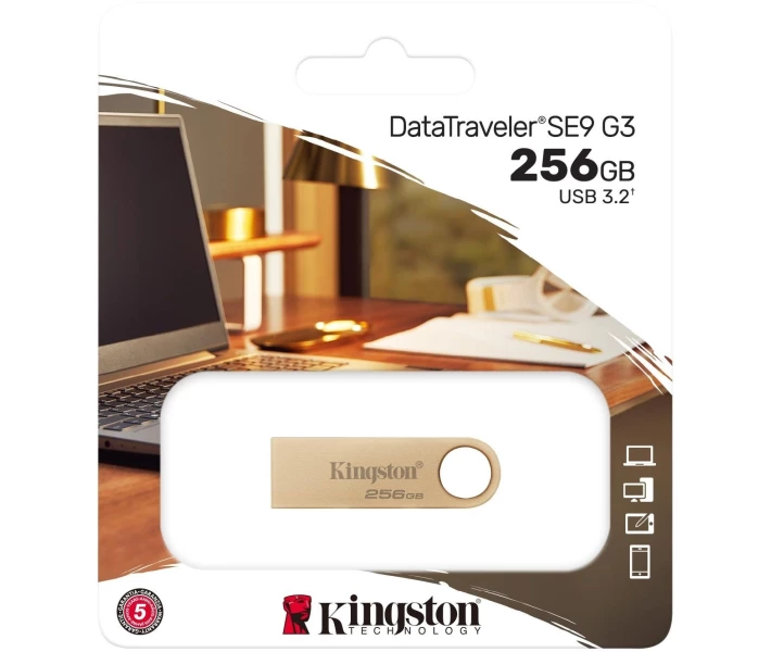 Фото - флешку Флеш-пам'ять USB Kingston DT SE9 G3 256GB USB 3.2 Gold (DTSE9G3/256GB)