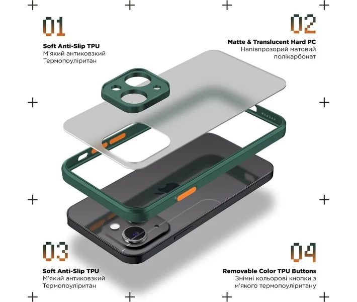 Фото - чохол для смартфону Чохол ArmorStandart Frosted Matte Dark Green (ARM71843)для Xiaomi Redmi Note 13 Pro 5G / Poco X6 5G