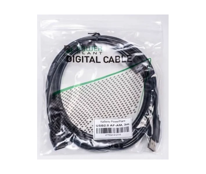 Фото - кабель та перехідник Кабель PowerPlant USB 2.0 AF - AM, 3м, Dferrites KD00AS1211