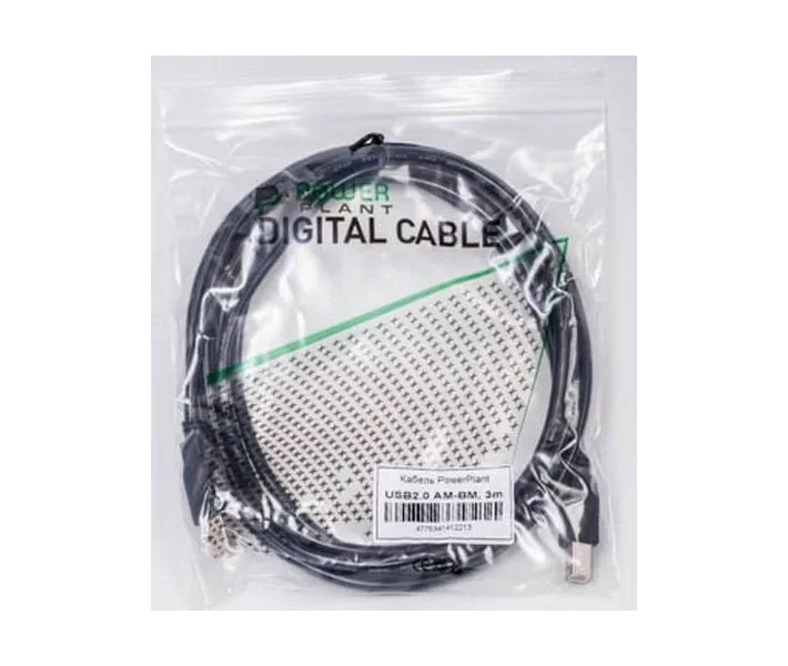 Фото - кабель та перехідник Кабель PowerPlant USB 2.0 AM - BM, 3м, Dferrites KD00AS1221