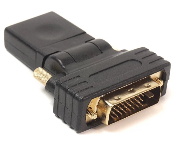 Фото - кабель та перехідник  -перехідник PowerPlant HDMI AF - DVI (24+1) AM, 360 градусів