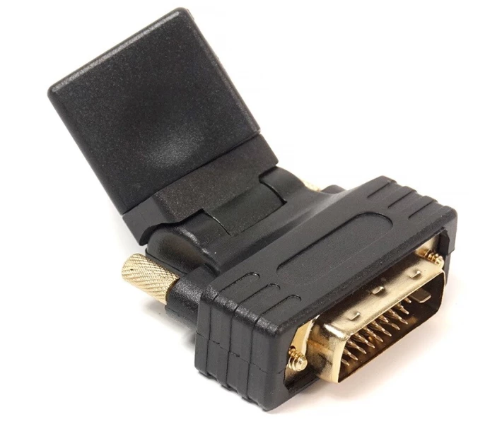 Фото - кабель та перехідник  -перехідник PowerPlant HDMI AF - DVI (24+1) AM, 360 градусів