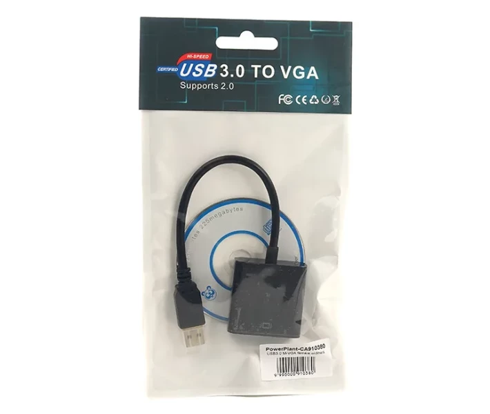 Фото - кабель та перехідник Кабель  -перехіднік PowerPlant USB 3.0 M - VGA F