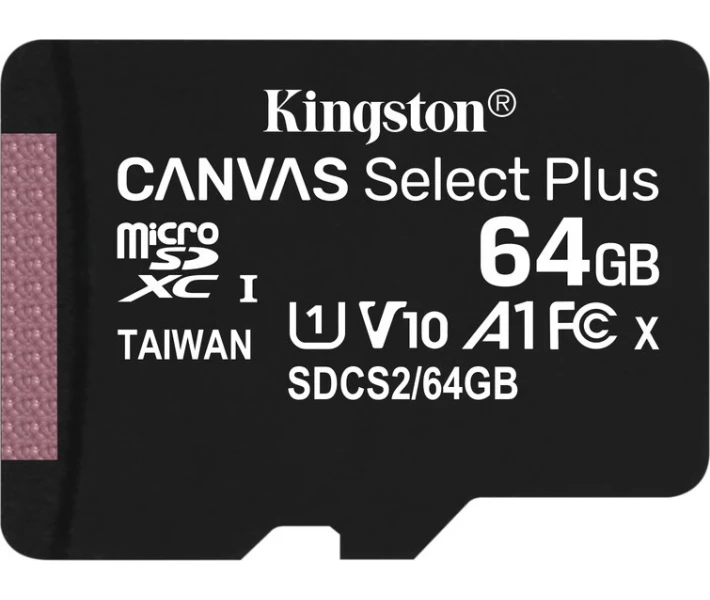 Фото - карту пам'яті Карта пам'яті Kingston 64GB microSDXC Canvas Select Plus 100R A1 C10 (SDCS2/64GBSP)