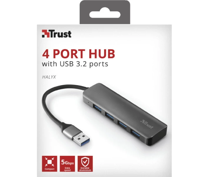 Фото - кардрідер USB3.1/Type-C Trust Halyx Aluminium (4-порта) (23327)