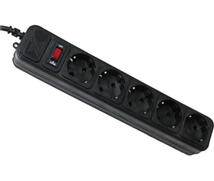 Фото - мережевий фільтр Мережевий фільтр Maxxter SPM5-G-6B 1.8 м, 5 розеток Black