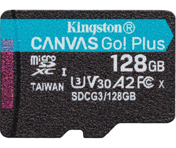 Фото - карту пам'яті Карта пам'яті Kingston MicroSDXC 128GB Canvas Go! Plus Class 10 UHS-I U3 V30 A2 + SD-адаптер (SDCG3/128GB)
