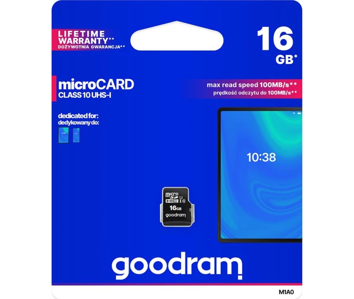 Фото - карту пам'яті Карта пам'яті Goodram microSDHC 16GB UHS-I class 10 (M1A0-0160R12)