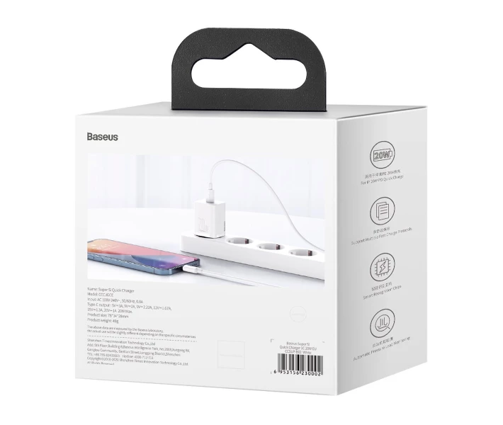 Фото - зарядний пристрій для телефону і планшета Зарядний пристрій Baseus 20W Super Si USB-C (CCSUP-B02) White