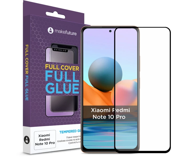 Фото - захисне скло для смартфона Захисне скло MakeFuture Full Cover Full Glue Black для Xiaomi Redmi Note 10 Pro