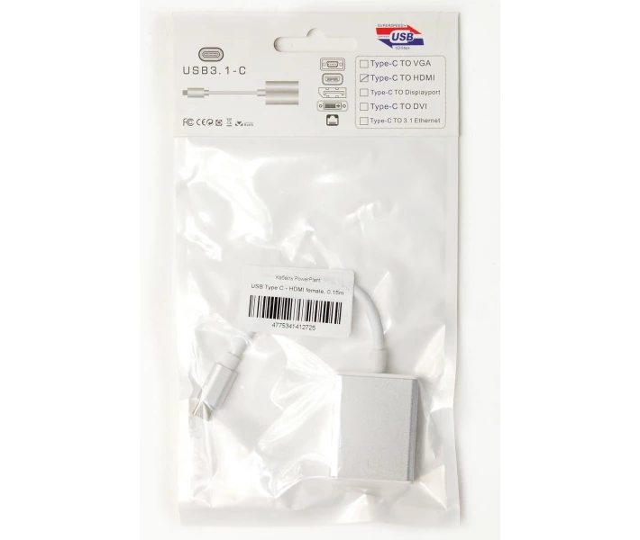 Фото - кабель та перехідник Кабель PowerPlant HDMI female - USB Type-C, 0.15м (KD00AS1272)