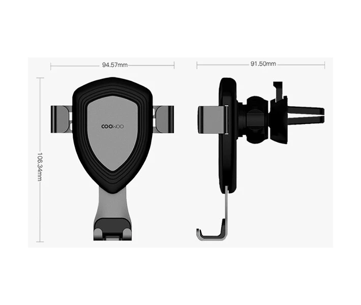 Фото - автомобільний тримач Автомобільний тримач Xiaomi COOWOO Gravity induction car phone holder T100 Silver 