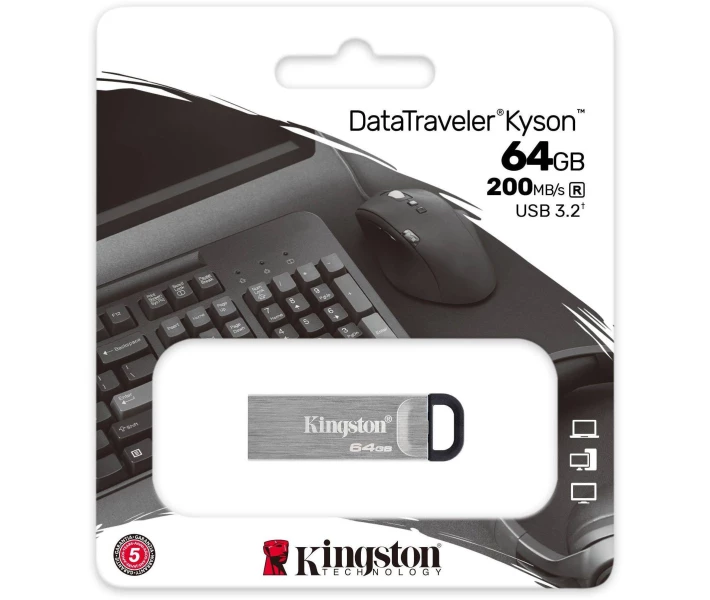 Фото - флешку Флеш-пам'ять Kingston DT Kyson 64GB USB 3.2 Silver/Black (DTKN/64GB)
