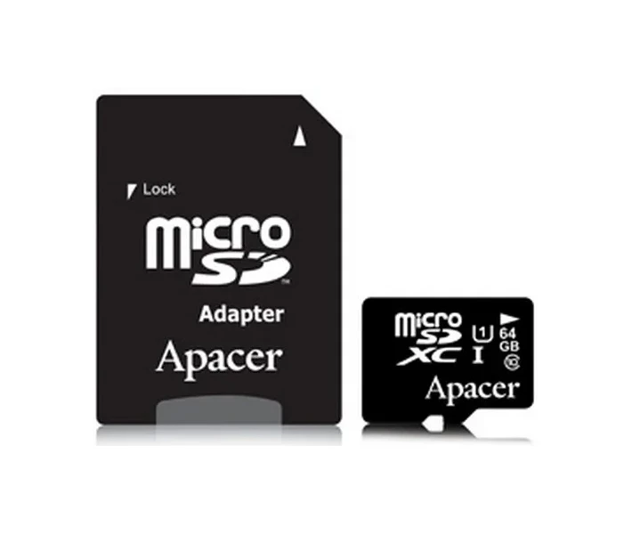 Фото - карту пам'яті Карта пам'яті Apacer micro SDXC UHS-I 64GB class 10+SD (AP64GMCSX10U1-R)