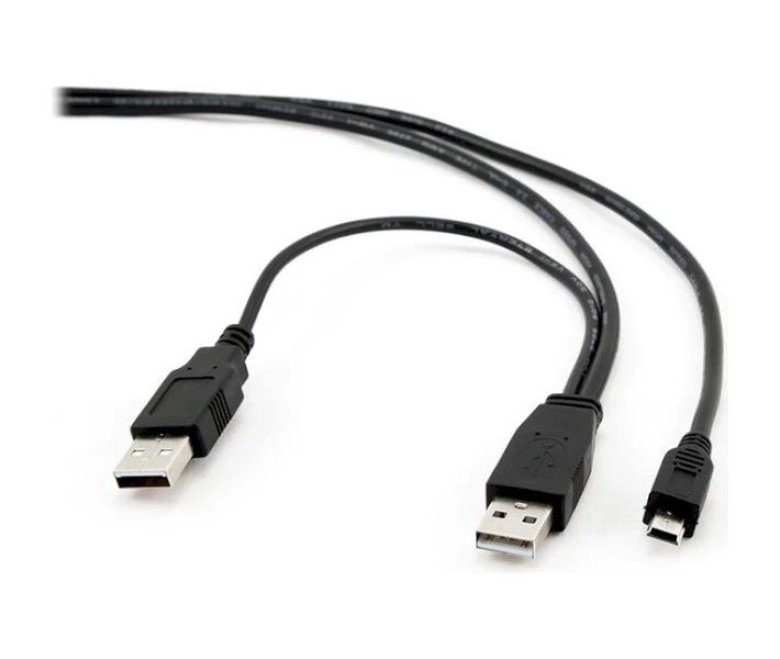 Фото - кабель та перехідник Кабель Cablexpert mini USB2.0, A-тато+живлення/mini USB 5-пін, 0.9м (CCP-USB22-AM5P-3)