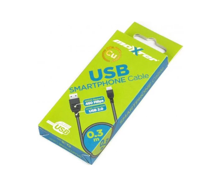 Фото - кабель та перехідник Кабель Maxxter Micro USB 2.0 AM/B USB, 0.3м (UB-AMM-0.3M)